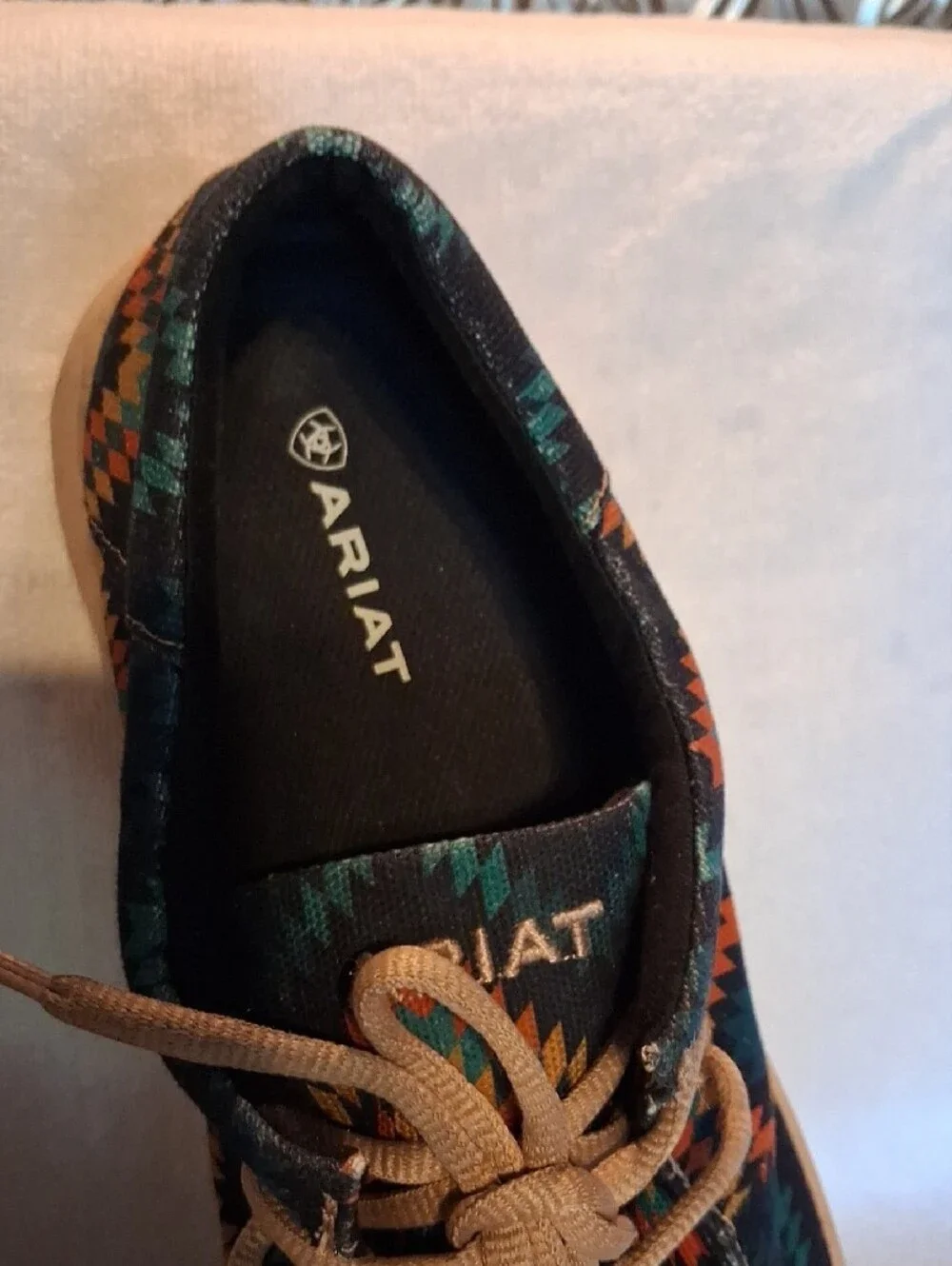 Ariat Men's Multicolor Geometric Pattern Boat Shoes with Cream Laces